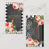 PixDezines Chalkboard + Vintage Rose Visitenkarte (Vorne/Hinten)