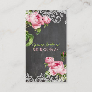 PixDezines Chalkboard + Vintage Rose Visitenkarte