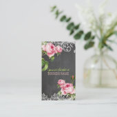 PixDezines Chalkboard + Vintage Rose Visitenkarte (Stehend Vorderseite)