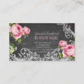 PixDezines Chalkboard + Vintage Rose Visitenkarte (Rückseite)