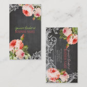 PixDezines Chalkboard+Vintage Rose Visitenkarte (Vorne/Hinten)