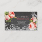 PixDezines Chalkboard+Vintage Rose Visitenkarte (Rückseite)