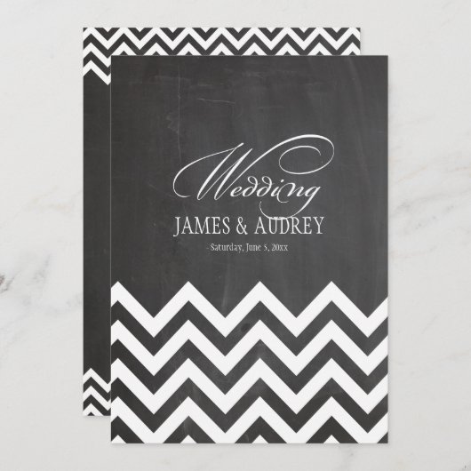 PixDezines Chalkboard/weiß Zickzack Einladung (Vorne/Hinten)