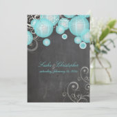 PixDezines chalkdboard+blaue Signalleuchten/ Einladung (Stehend Vorderseite)