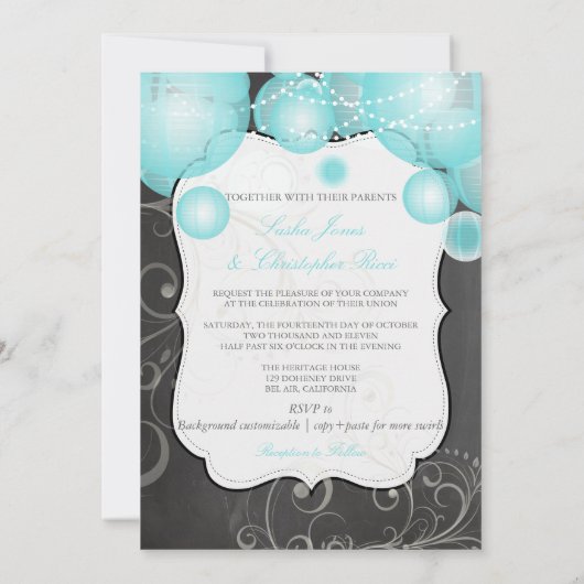 PixDezines chalkdboard+blaue Signalleuchten/ Einladung (Rückseite)