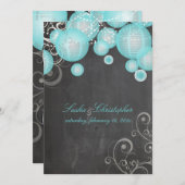 PixDezines chalkdboard+blaue Signalleuchten/ Einladung (Vorne/Hinten)