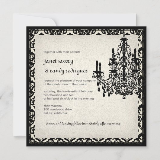 PixDezines Chandelier+Olivia Damast Einladung (Rückseite)