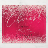 PixDezines Cheers Christmas Red+Glitzer Schaumweinetikett (Einzelnes Label)