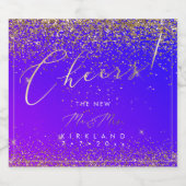 PixDezines Cheers Gold Glitzer Ultra Violet Schaumweinetikett (Einzelnes Label)