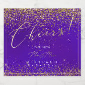 PixDezines Cheers Gold Glitzer Ultra Violet Schaumweinetikett (Einzelnes Label)