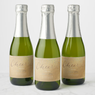 PixDezines Cheers Imitate Gold Label+ Confetti Schaumweinetikett