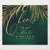 PixDezines Cheers Imitate Gold Palms+Emerald Schaumweinetikett (Einzelnes Label)