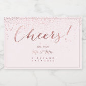PixDezines Cheers Imitate Rose Gold Confetti Schaumweinetikett (Einzelnes Label)