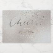 PixDezines Cheers Imitate Silver Label+ Confetti Schaumweinetikett (Einzelnes Label)