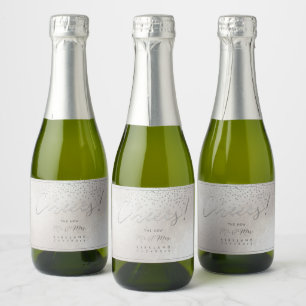 PixDezines Cheers Imitats Silver Tone Confetti Schaumweinetikett