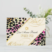 PixDezines cheetah print, Bat Mitzvah/ DIY Farbe Einladung (Stehend Vorderseite)