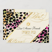 PixDezines cheetah print, Bat Mitzvah/ DIY Farbe Einladung (Vorne/Hinten)