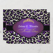 PixDezines cheetah+tiara/16 . Geburtstag Einladung (Vorne/Hinten)