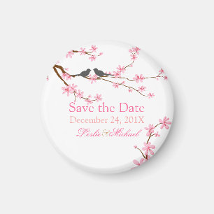 PixDezines Cherry Blossom+Liebesvögel Magnet