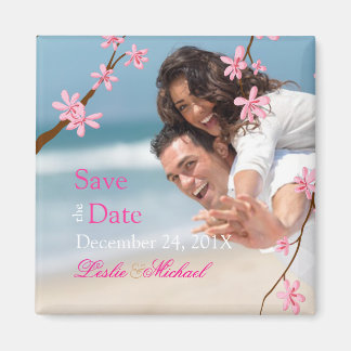 PixDezines Cherry Blossom, Save the Date Foto Magnet