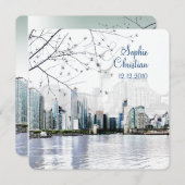 PixDezines Chicago Lakeshore Skyline/Einladung Einladung (Vorne/Hinten)