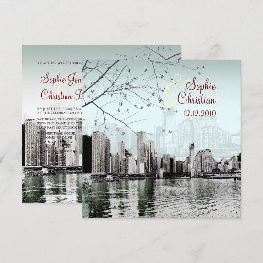 PixDezines Chicago Lakeshore Skyline/Einladungen Einladung (Vorne/Hinten)