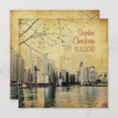 PixDezines Chicago Lakeshore Skyline/Einladungen Einladung (Vorne/Hinten)