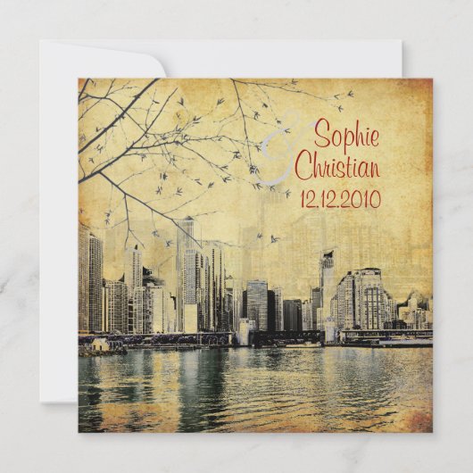 PixDezines Chicago Lakeshore Skyline/Einladungen Einladung (Vorderseite)