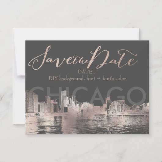 PixDezines Chicago Sketched Cityscape Magneteinladung (Vorderseite)