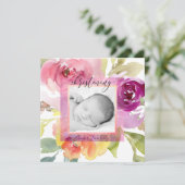 PixDezines Christening Bold Watercolor-Blume Einladung (Stehend Vorderseite)
