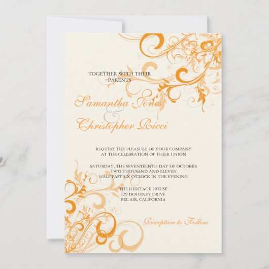 PixDezines Citrus Wirbel/Tageshintergrund Einladung (Rückseite)