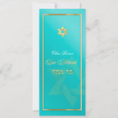 PixDezines Classic Bar Mitzvah/aqua/gold Einladung (Rückseite)