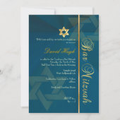 PixDezines CLASSIC BAR MITZVAH/AQUAMARINER BLAU+GO Einladung (Vorderseite)