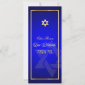 PixDezines Classic Bar Mitzvah/diy blue/gold Einladung (Rückseite)