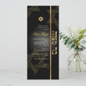 PixDezines Classic Bar Mitzvah/Schwarz/Gold Einladung (Stehend Vorderseite)