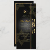 PixDezines Classic Bar Mitzvah/Schwarz/Gold Einladung (Vorne/Hinten)