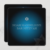 PixDezines Classic Mitzvah/aquamarin/blau/silber Einladung (Vorne/Hinten)