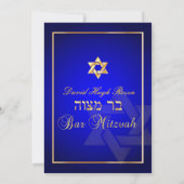 PixDezines Classic Mitzvah/Königsblau/Imitat Gold Einladung (Rückseite)