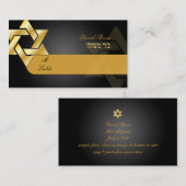 PixDezines Classic Mitzvah Platzkarten/Schwarz+Gol Platzkarte (Vorne/Hinten)