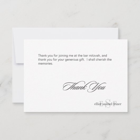 PixDezines Classic Monogramm Danke, Karten, flach Dankeskarte (Rückseite)