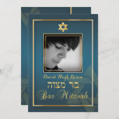 PixDezines Classy Foto Bar Mitzvah/lila Einladung (Vorne/Hinten)