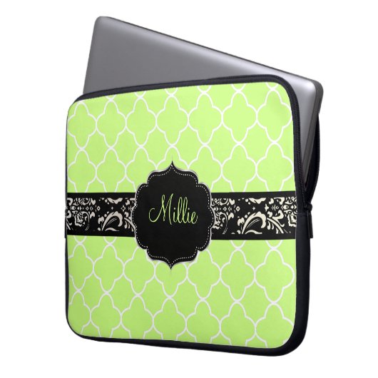 PixDezines Clover Trellis/DIY Monogram+color! Laptopschutzhülle (Vorderseite Links)