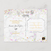 PixDezines Confetti Geburt/Über dem Mond Ankündigungspostkarte (Rückseite)