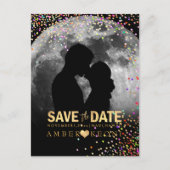 PixDezines Confetti+Imitats Gold Save the Date Ankündigungspostkarte (Vorderseite)
