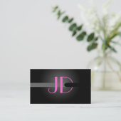 PixDezines Cool Neon Lights Monogramm Visitenkarte (Stehend Vorderseite)