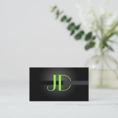 PixDezines Cool Neon Lights Monogramm Visitenkarte (Stehend Vorderseite)