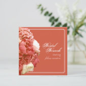 PixDezines Coral Peonies/Hydrangeas/Bridal Brunch Einladung (Stehend Vorderseite)