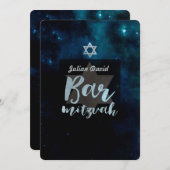 PixDezines Cosmic Bar Mitzvah ✡ Einladung (Vorne/Hinten)