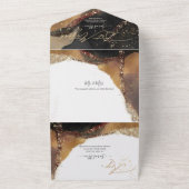 PixDezines Cosmic Black Gold Bat Mitzvah All In One Einladung (Außenbereich)