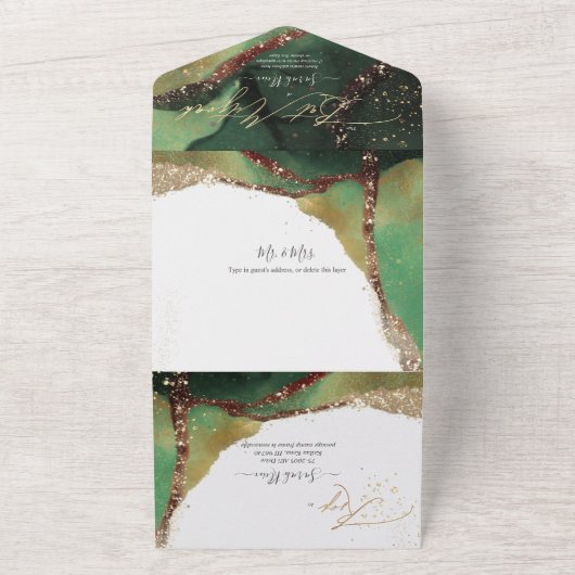 PixDezines Cosmic Emerald Green Bat Mitzvah All In One Einladung (Außenbereich)